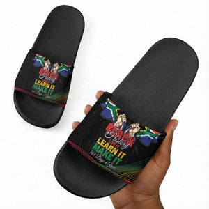 South Africa Black History Month Slide Sandals Live It Learn It Make It - African Pride