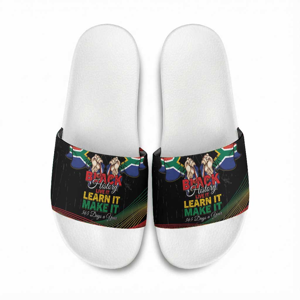 South Africa Black History Month Slide Sandals Live It Learn It Make It - African Pride