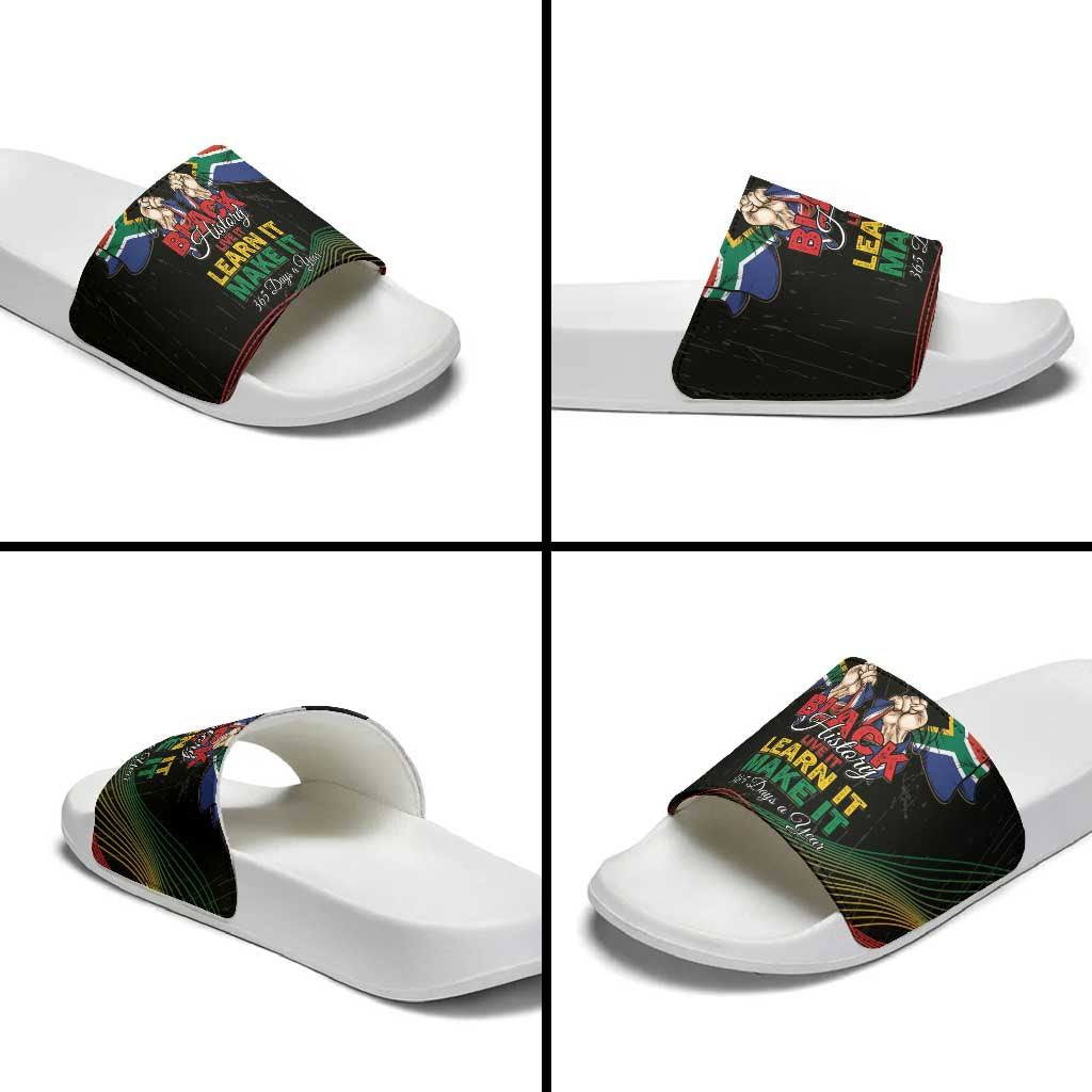 South Africa Black History Month Slide Sandals Live It Learn It Make It - African Pride