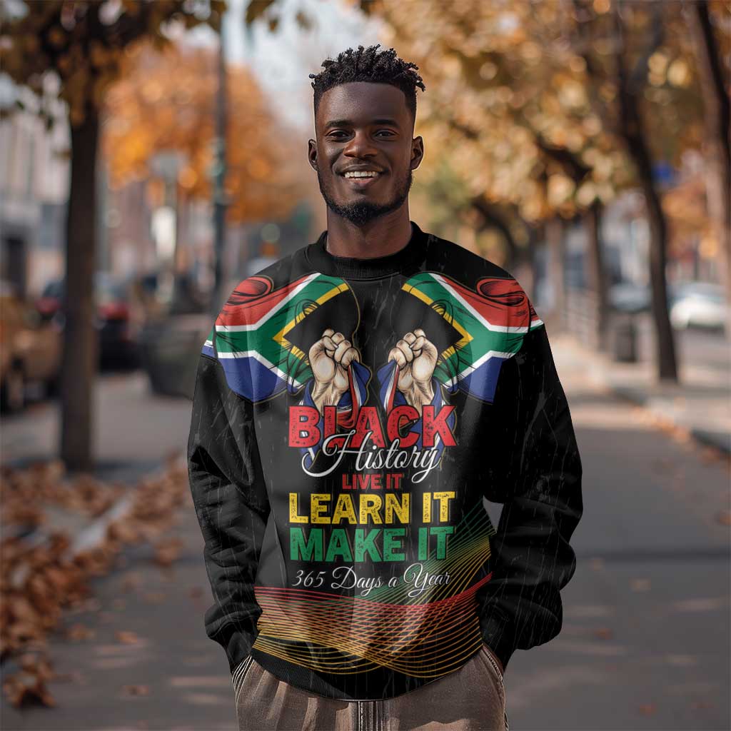 Personalized South Africa Black History Month Sweatshirt Live It Learn It Make It - African Pride