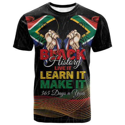 Personalized South Africa Black History Month T shirt Live It Learn It Make It - African Pride