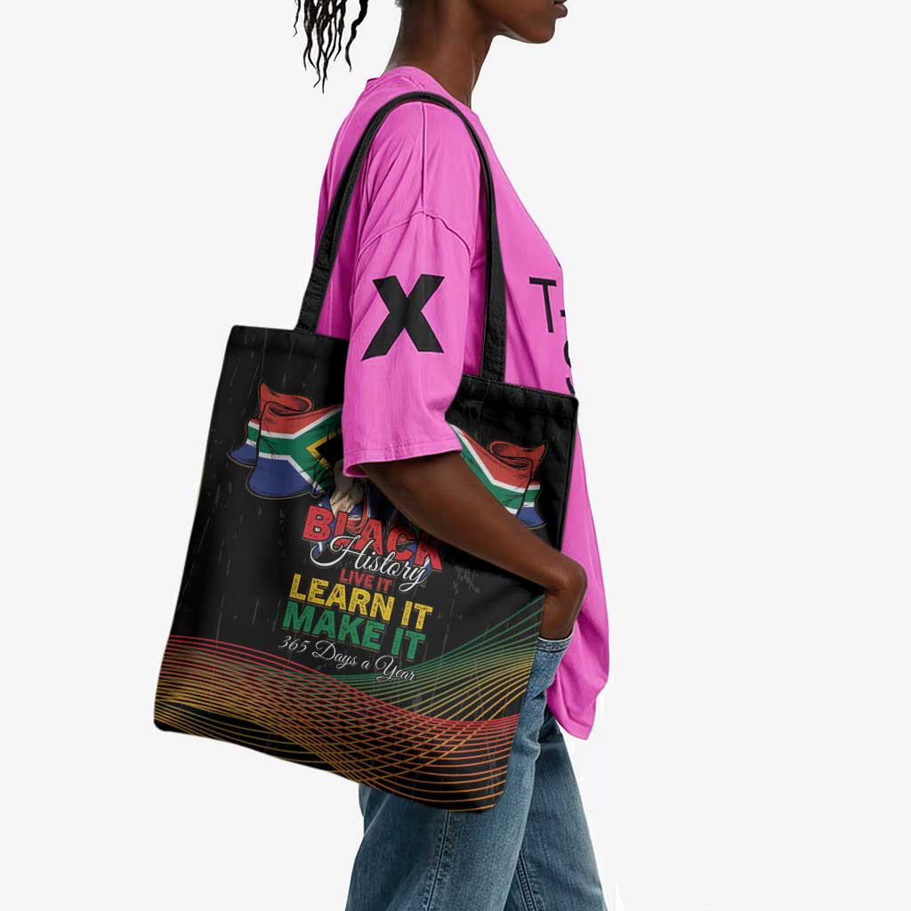 South Africa Black History Month Tote Bag Live It Learn It Make It - African Pride