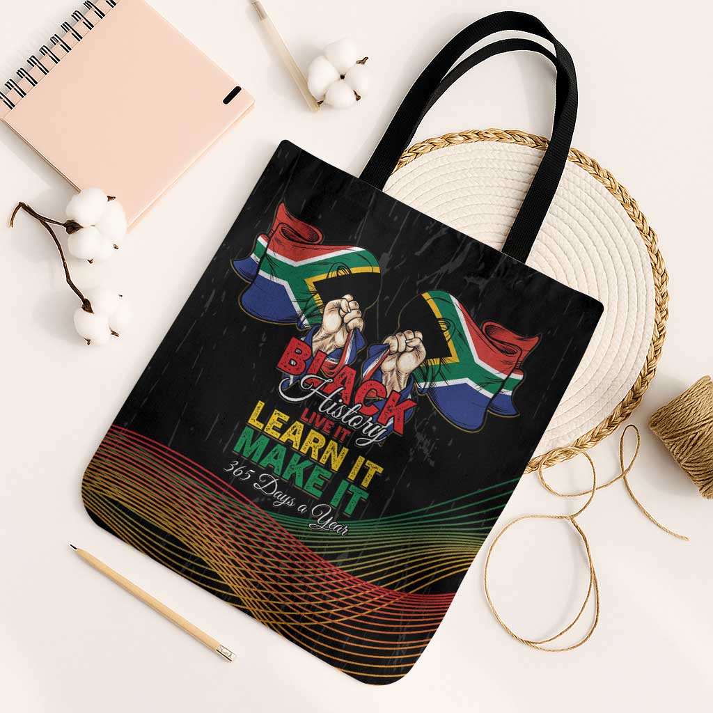 South Africa Black History Month Tote Bag Live It Learn It Make It - African Pride