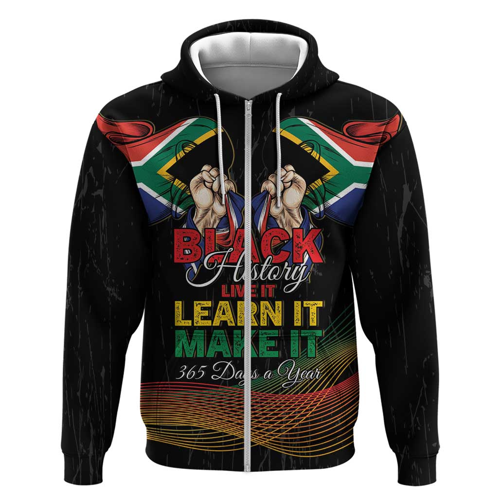 Personalized South Africa Black History Month Zip Hoodie Live It Learn It Make It - African Pride
