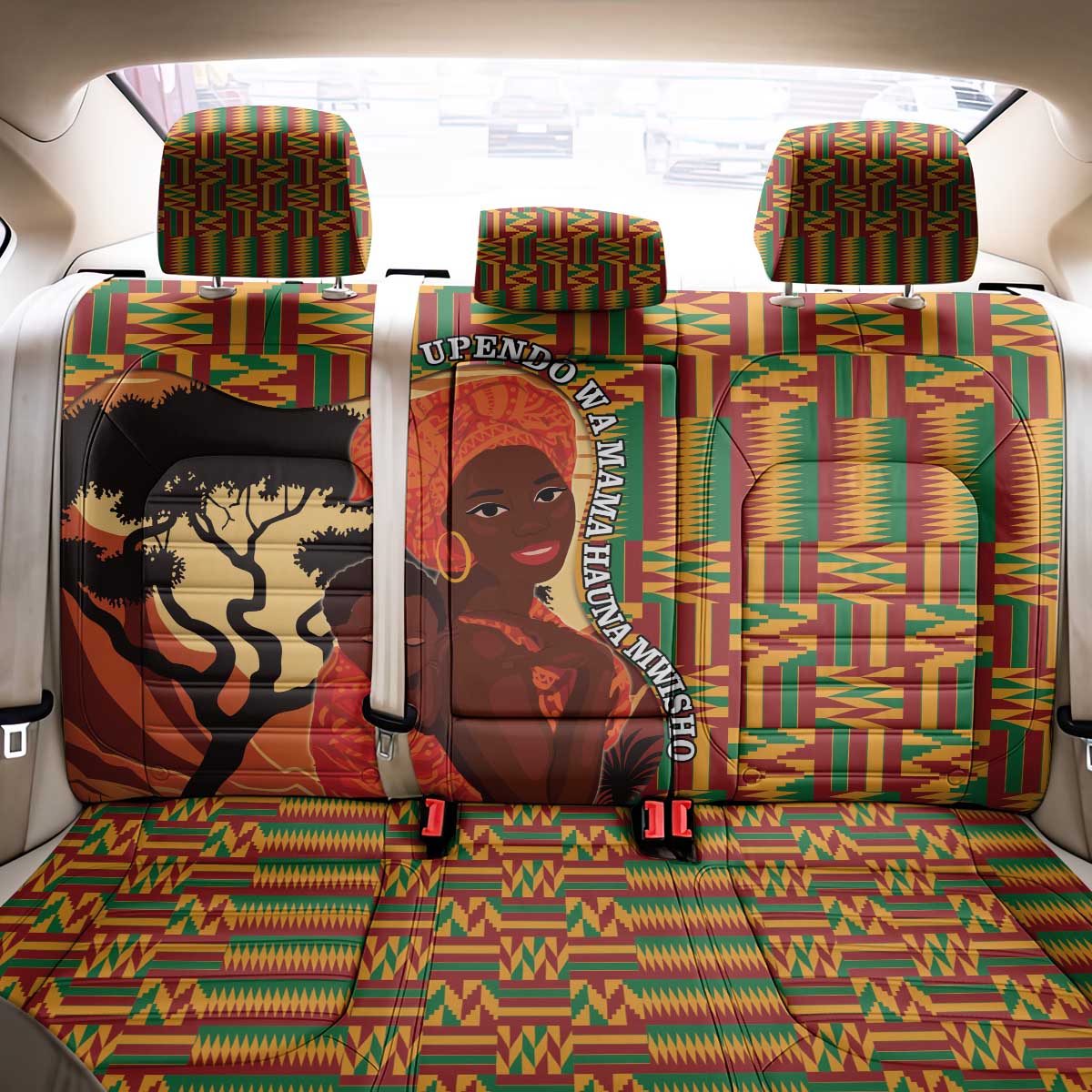 African Happy Mother's Day Back Car Seat Cover Black Mothers Kente Pattern