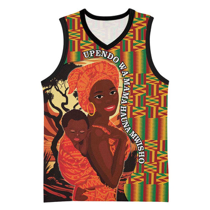 African Happy Mother's Day Basketball Jersey Black Mothers Kente Pattern LT15