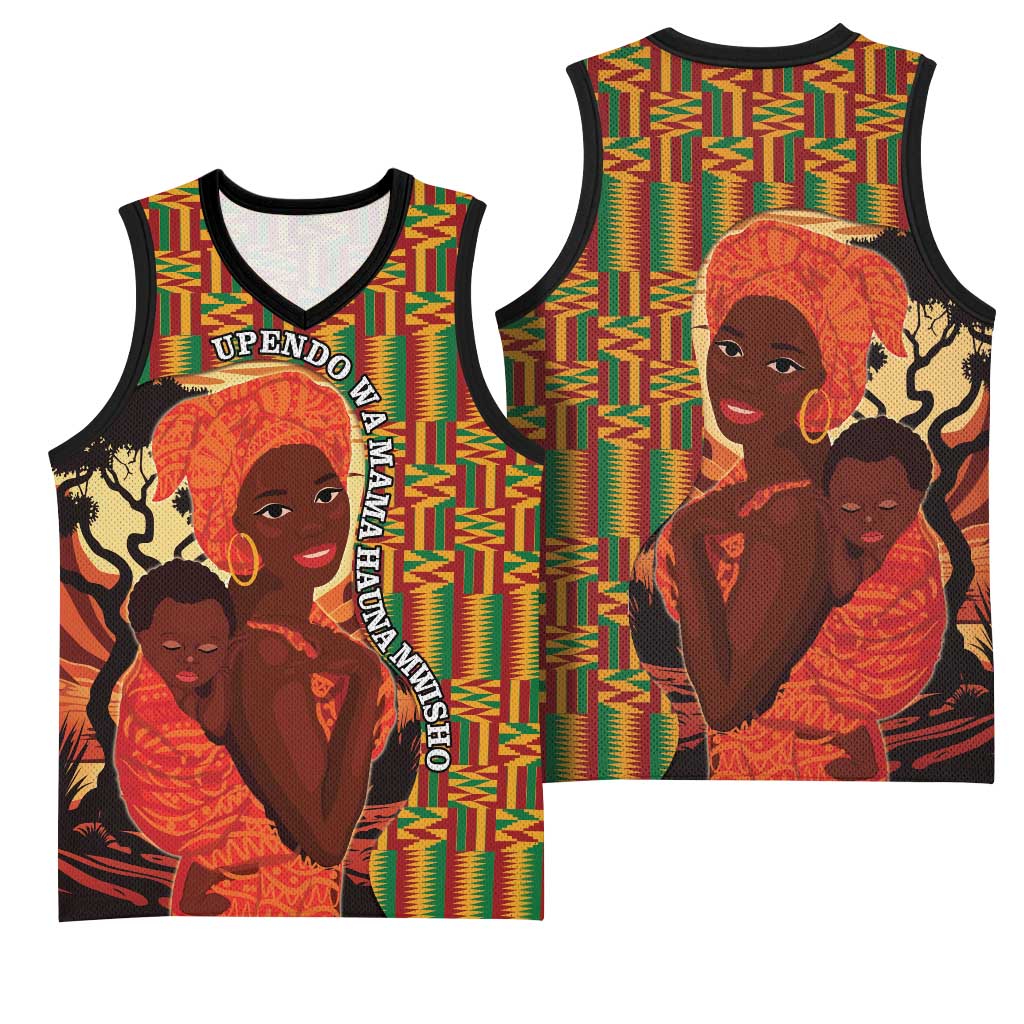 African Happy Mother's Day Basketball Jersey Black Mothers Kente Pattern LT15