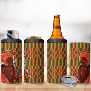 African Happy Mother's Day 4 in 1 Can Cooler Tumbler Black Mothers Kente Pattern