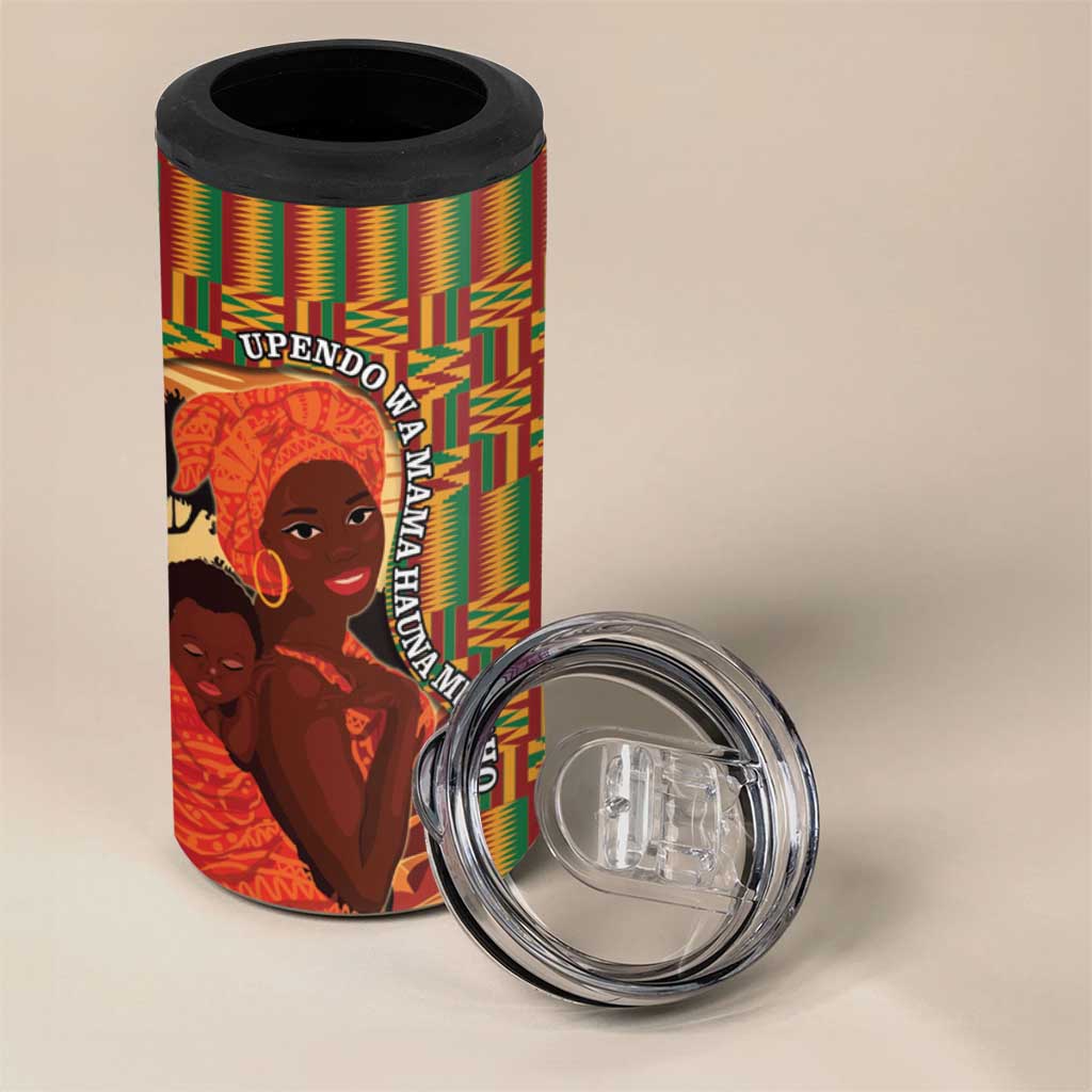 African Happy Mother's Day 4 in 1 Can Cooler Tumbler Black Mothers Kente Pattern