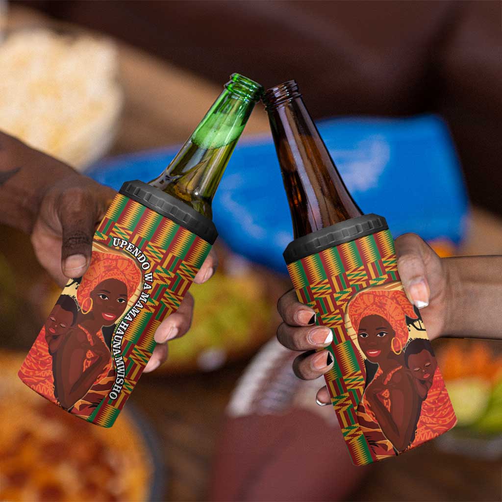 African Happy Mother's Day 4 in 1 Can Cooler Tumbler Black Mothers Kente Pattern