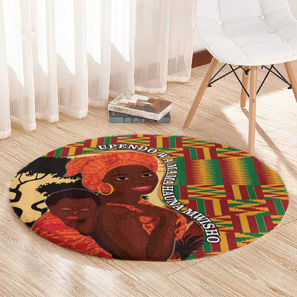 African Happy Mother's Day Round Carpet Black Mothers Kente Pattern