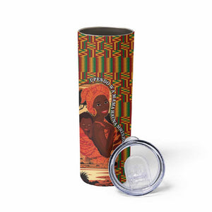 African Happy Mother's Day Skinny Tumbler Black Mothers Kente Pattern
