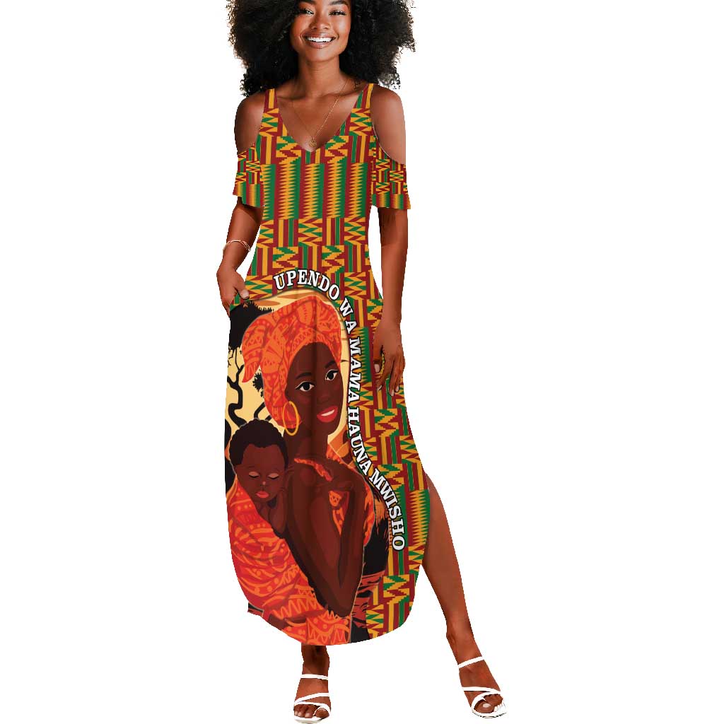African Happy Mother's Day Summer Maxi Dress Black Mothers Kente Pattern