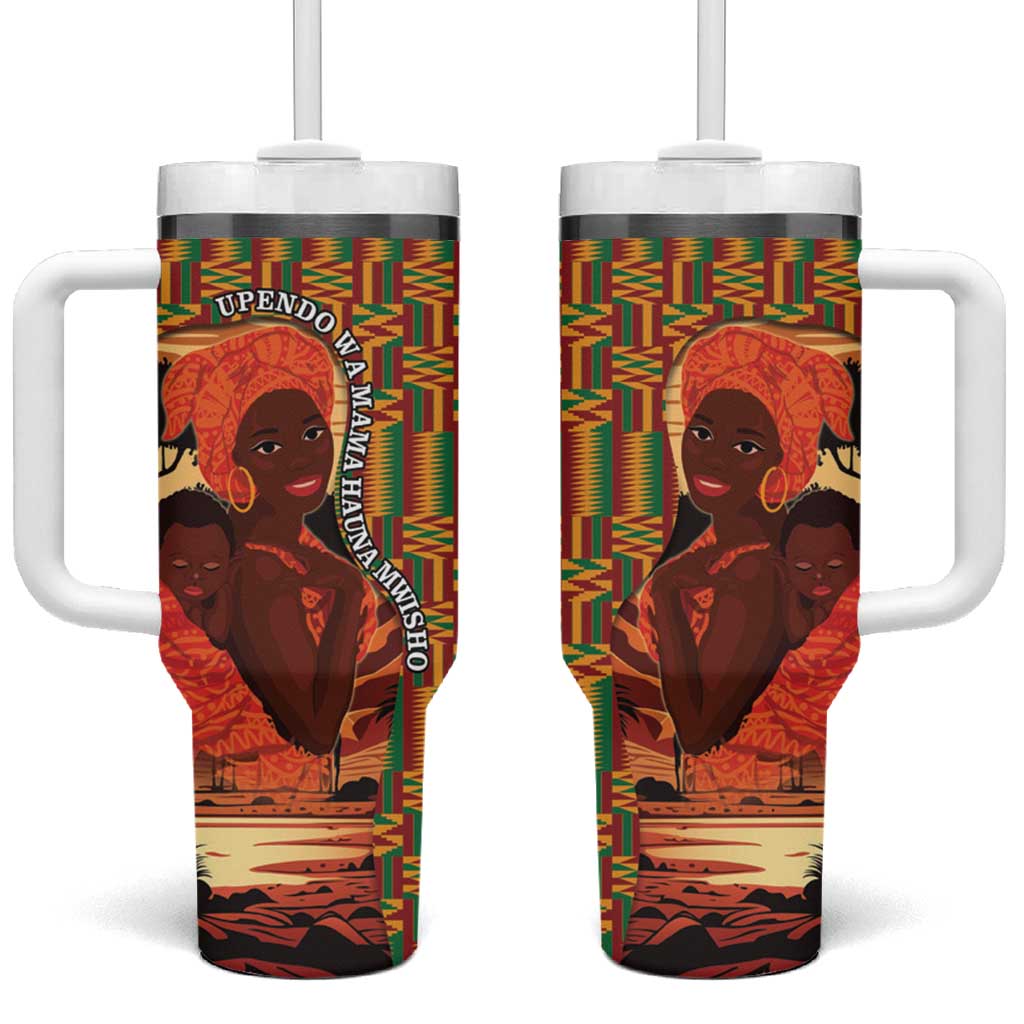 African Happy Mother's Day Tumbler With Handle Black Mothers Kente Pattern