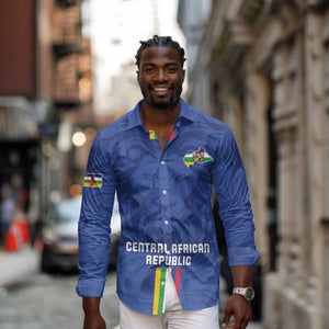Custom Central African Republic Football Long Sleeve Button Shirt Allez Les Fauves