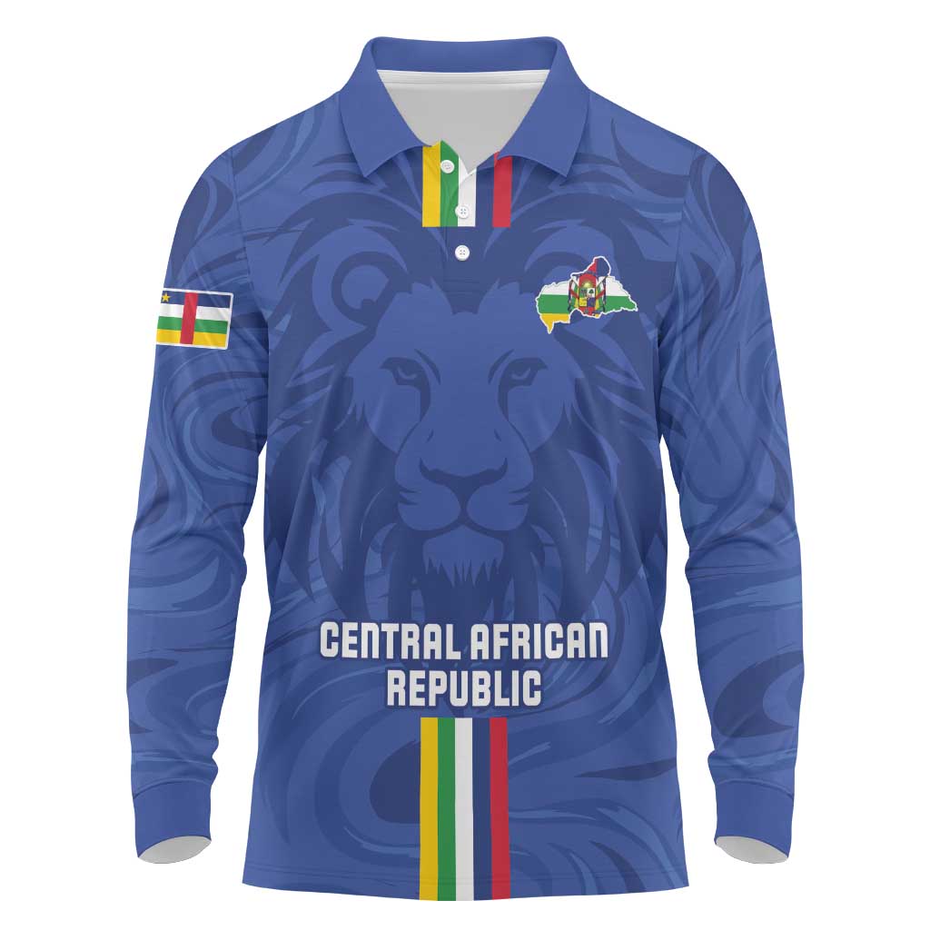 Custom Central African Republic Football Long Sleeve Polo Shirt Allez Les Fauves