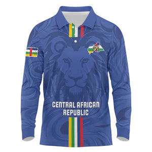 Custom Central African Republic Football Long Sleeve Polo Shirt Allez Les Fauves
