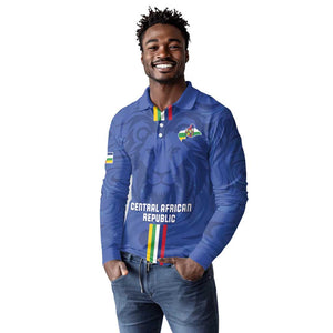 Custom Central African Republic Football Long Sleeve Polo Shirt Allez Les Fauves