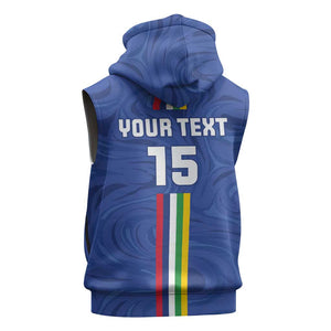 Custom Central African Republic Football Sleeveless Hoodie Allez Les Fauves - African Pride