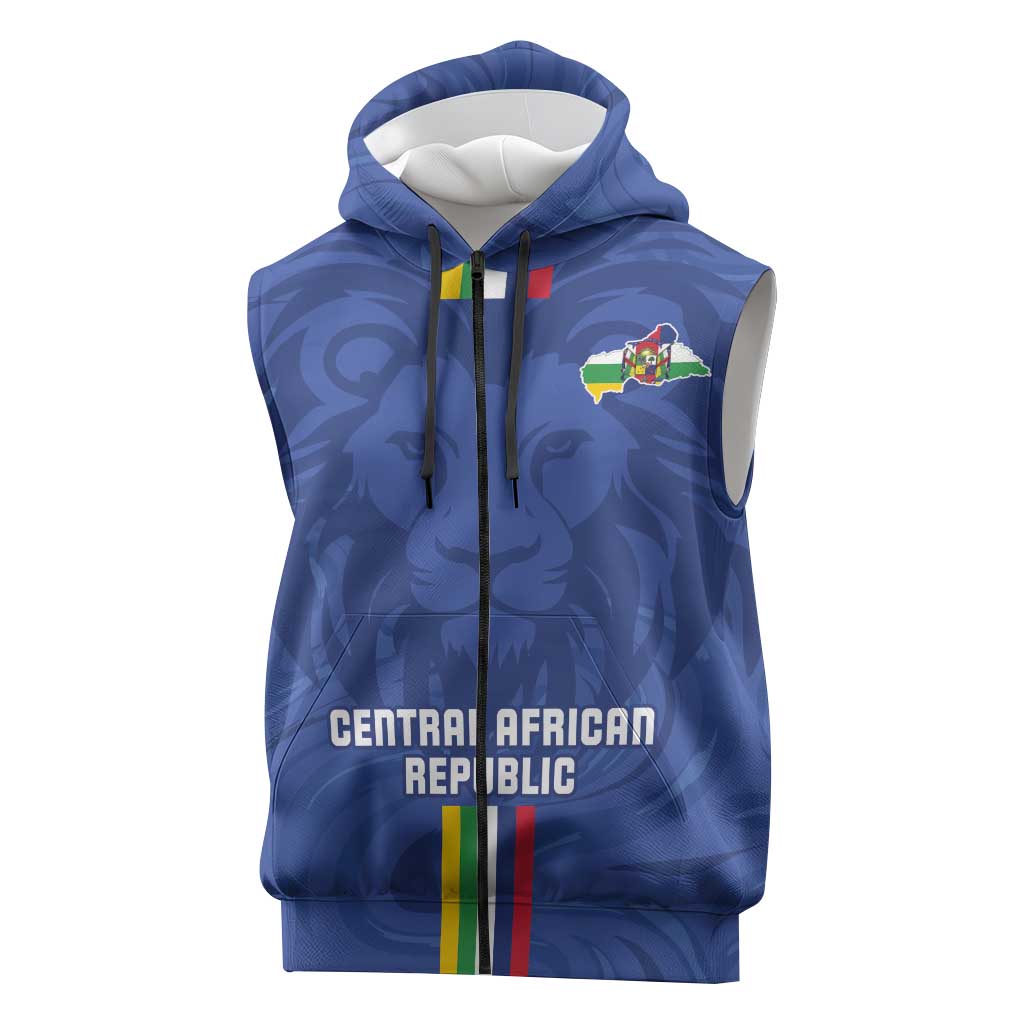 Custom Central African Republic Football Sleeveless Zip Hoodie Allez Les Fauves - African Pride