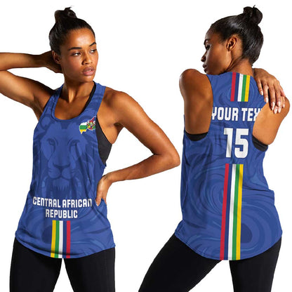 Custom Central African Republic Football Women Racerback Tank Allez Les Fauves