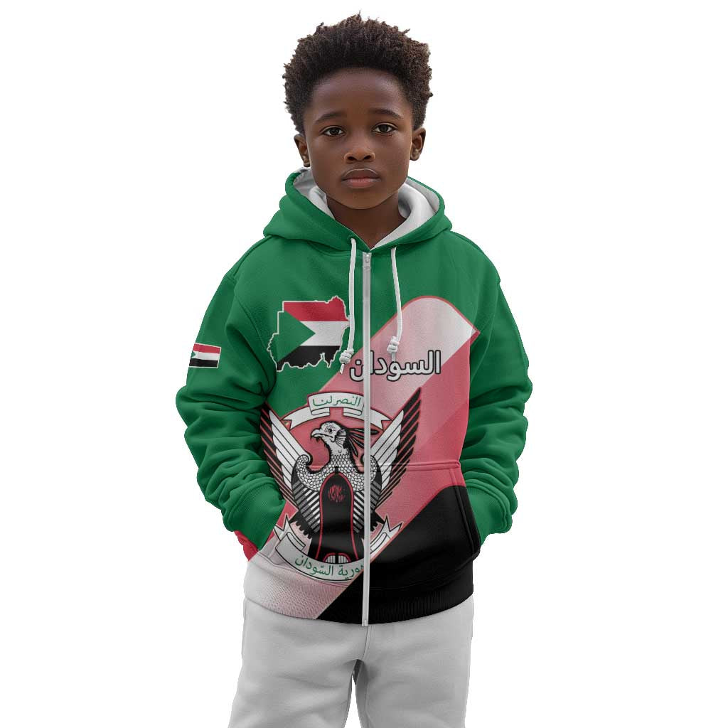 Personalized Sudan Kid Hoodie Coat Of Arms Flag Style