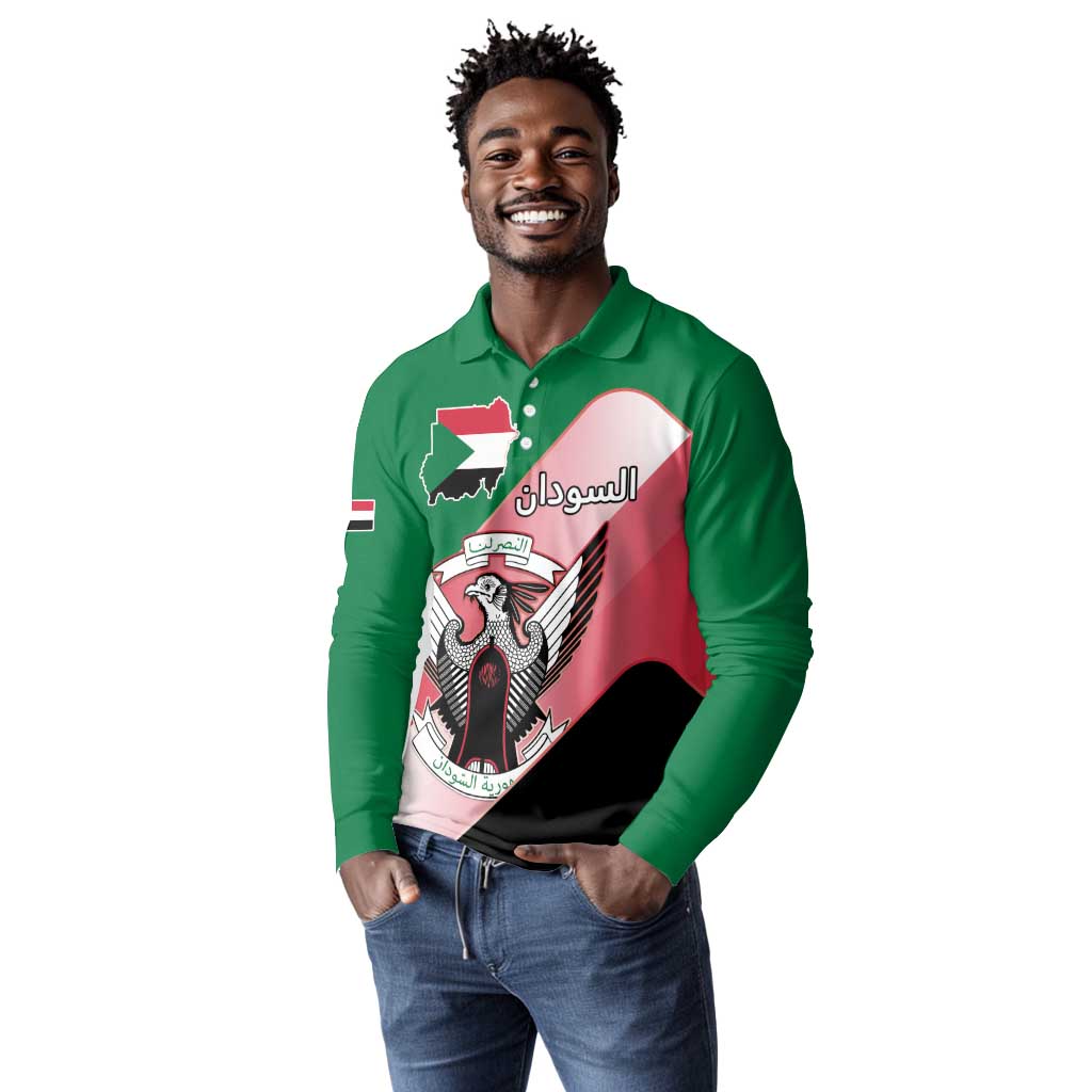 Personalized Sudan Long Sleeve Polo Shirt Coat Of Arms Flag Style