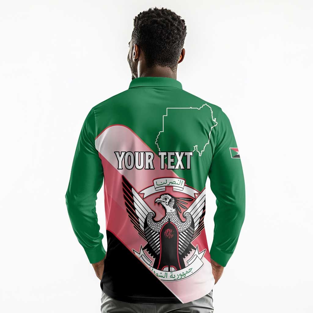 Personalized Sudan Long Sleeve Polo Shirt Coat Of Arms Flag Style