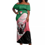 Personalized Sudan Off Shoulder Maxi Dress Coat Of Arms Flag Style