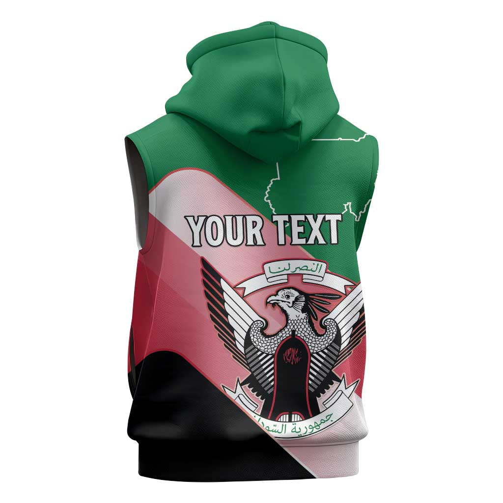 Personalized Sudan Sleeveless Zip Hoodie Coat Of Arms Flag Style - African Pride