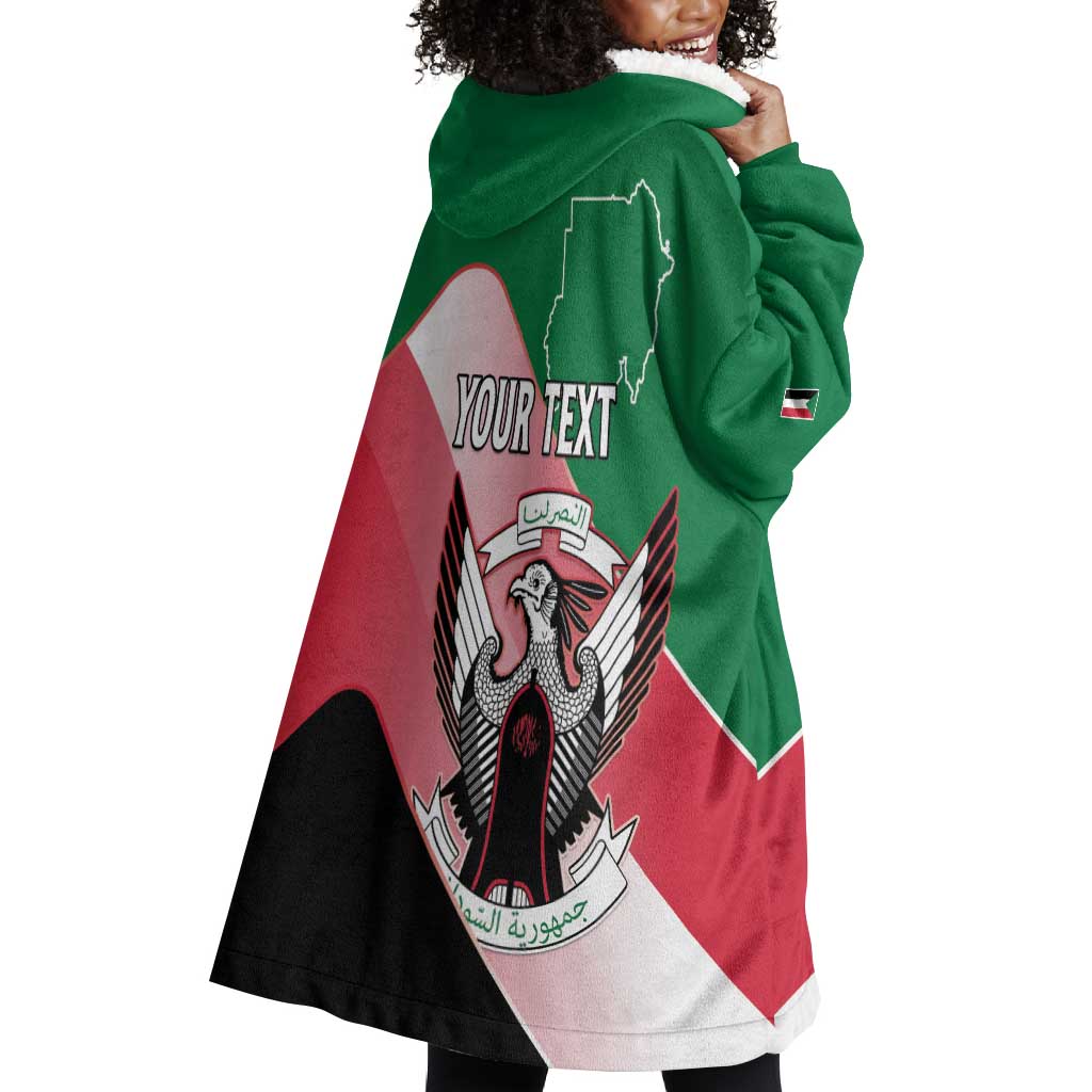 Personalized Sudan Wearable Blanket Hoodie Coat Of Arms Flag Style