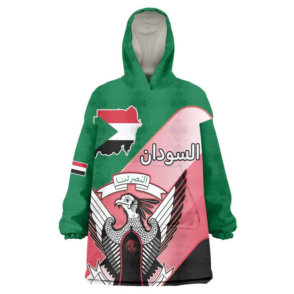 Personalized Sudan Wearable Blanket Hoodie Coat Of Arms Flag Style
