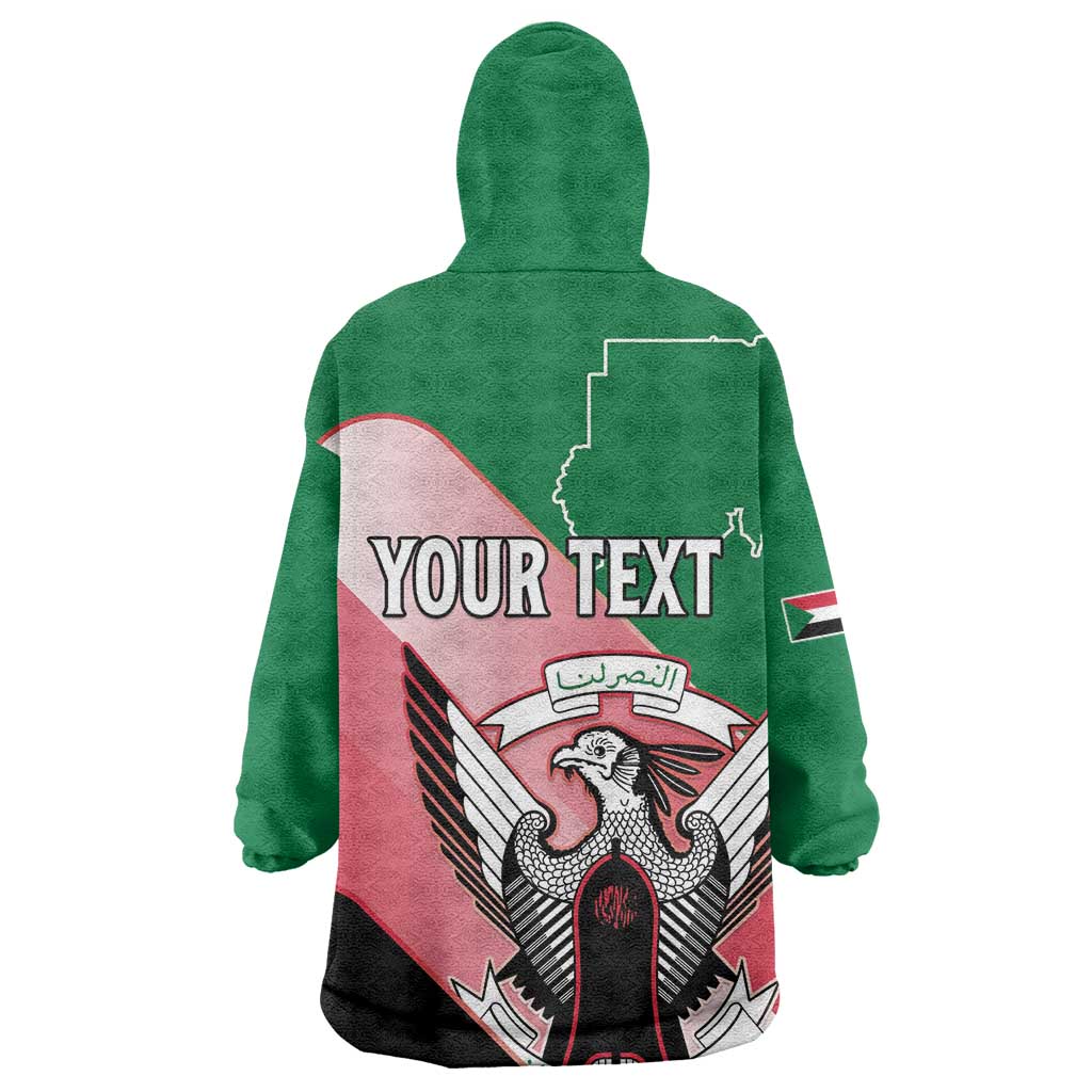 Personalized Sudan Wearable Blanket Hoodie Coat Of Arms Flag Style