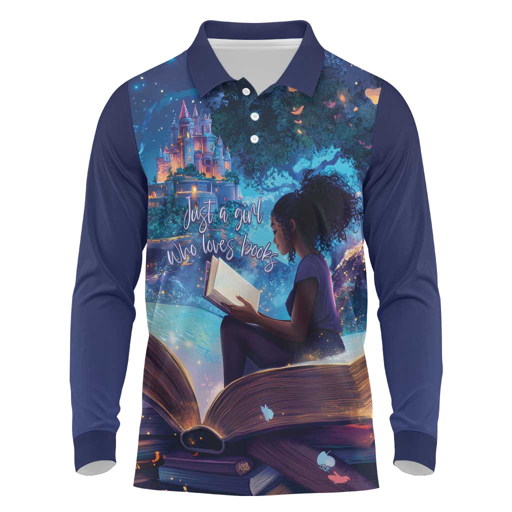 Black Girls Book Lovers Long Sleeve Polo Shirt So Many Books - So Little Time