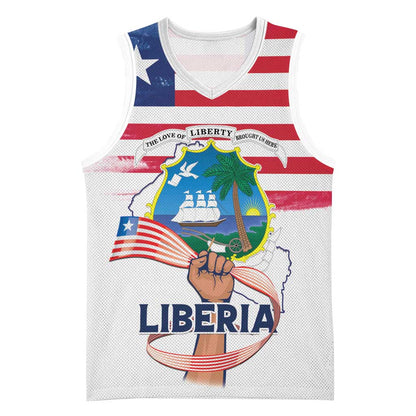 Personalised Liberia Flag Day Basketball Jersey Coat Of Arms With Map LT15