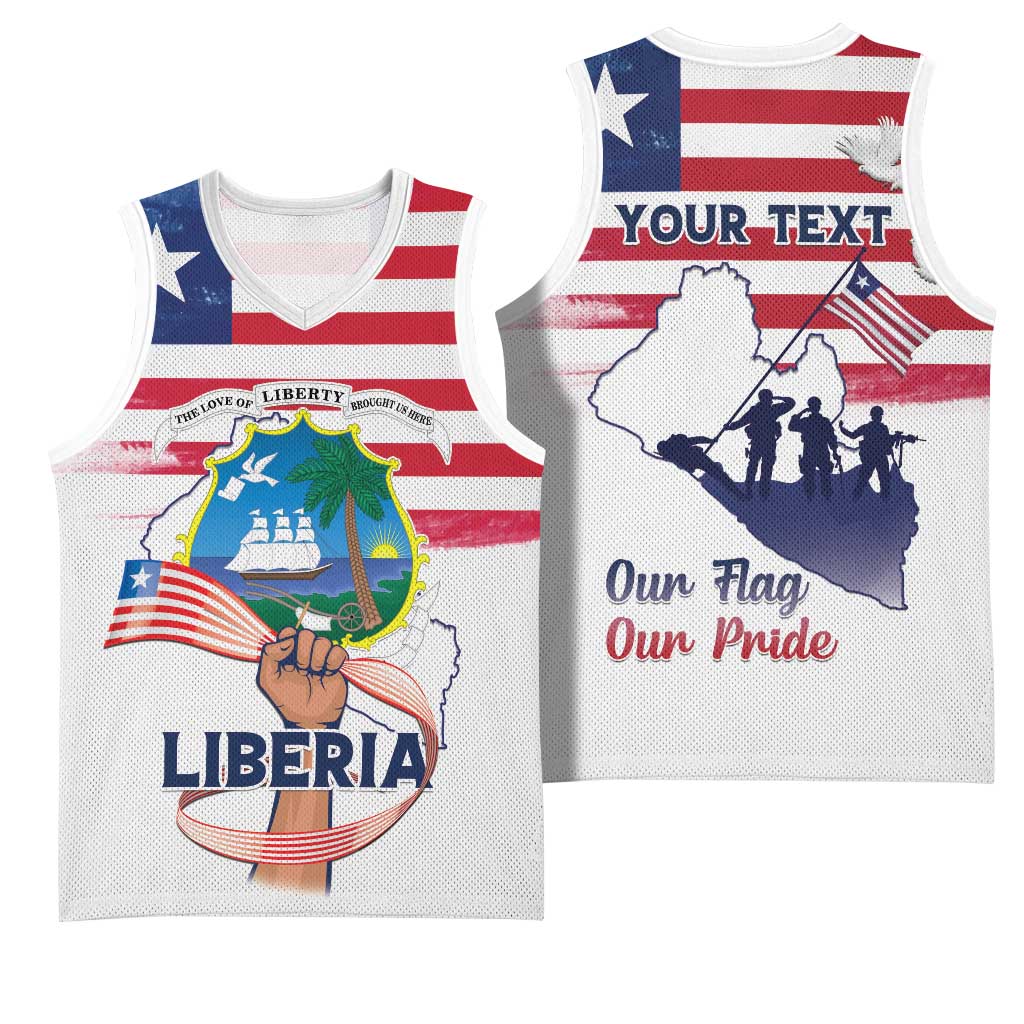 Personalised Liberia Flag Day Basketball Jersey Coat Of Arms With Map LT15
