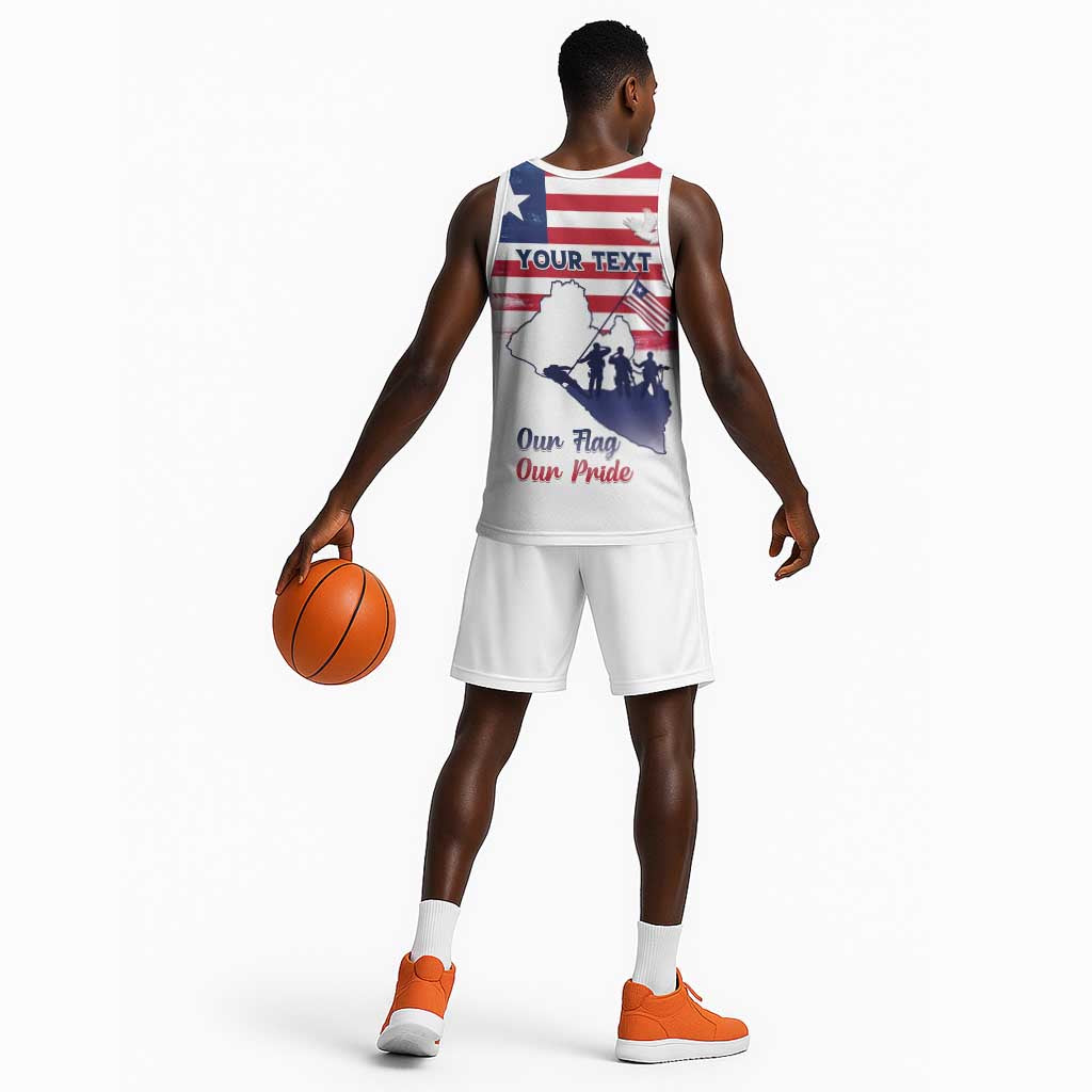 Personalised Liberia Flag Day Basketball Jersey Coat Of Arms With Map LT15