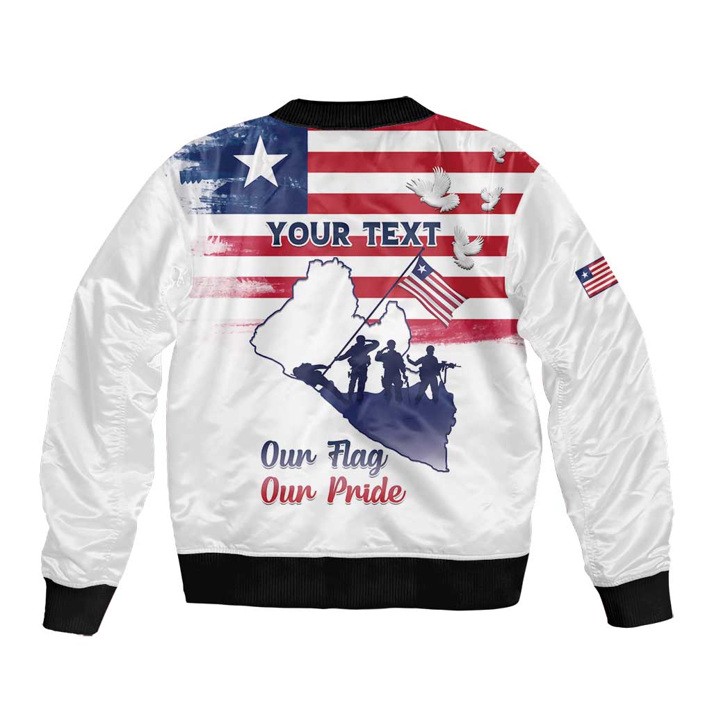 Personalised Liberia Flag Day Bomber Jacket Coat Of Arms With Map