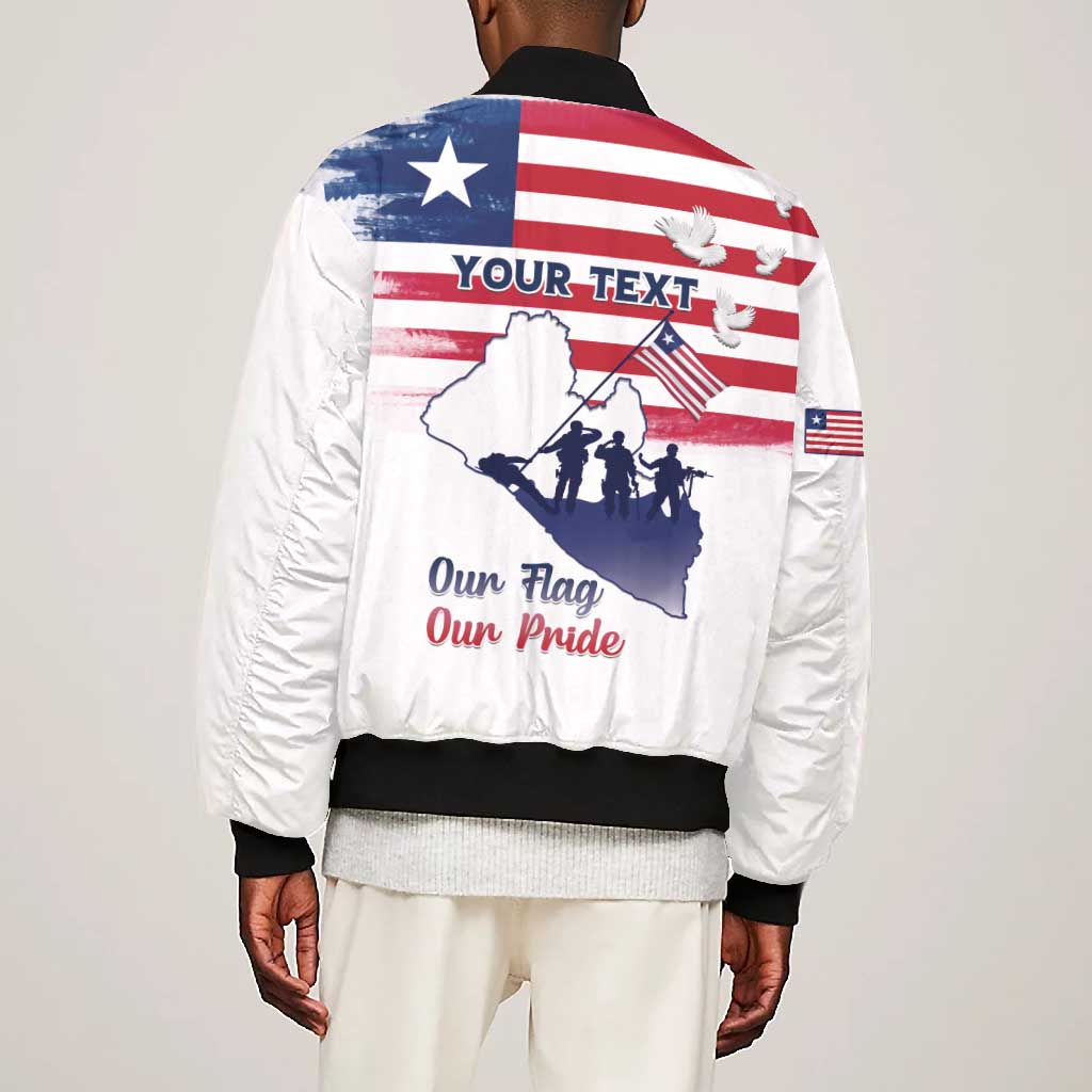 Personalised Liberia Flag Day Bomber Jacket Coat Of Arms With Map