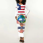 Personalised Liberia Flag Day Long Sleeve Bodycon Dress Coat Of Arms With Map