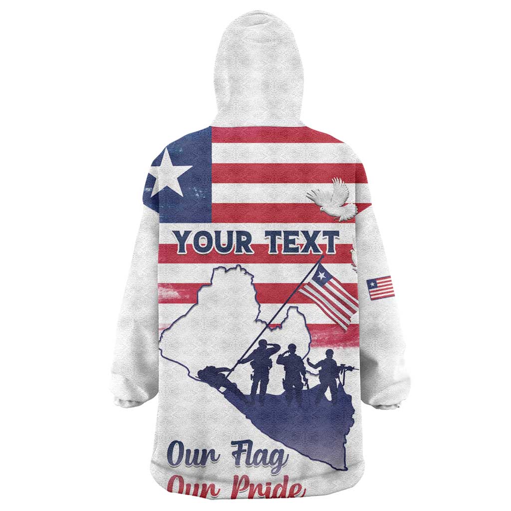 Personalised Liberia Flag Day Wearable Blanket Hoodie Coat Of Arms With Map