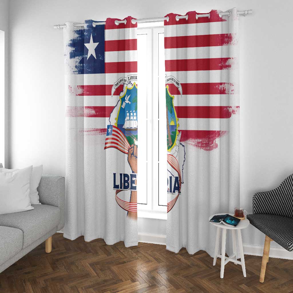 Liberia Flag Day Window Curtain Coat Of Arms With Map