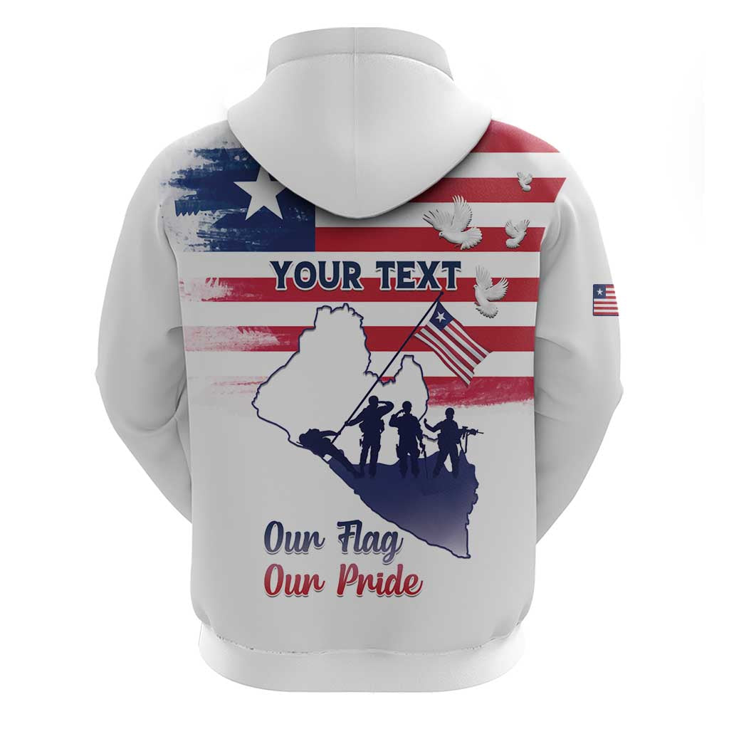 Personalised Liberia Flag Day Zip Hoodie Coat Of Arms With Map