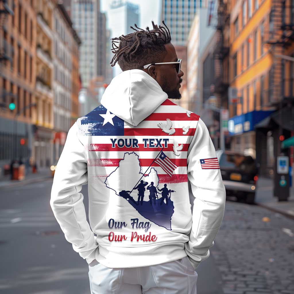 Personalised Liberia Flag Day Zip Hoodie Coat Of Arms With Map