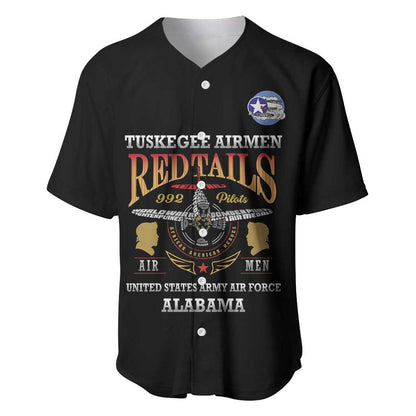 Personalized Red Tails Legacy Baseball Jersey WWII Legacy Tribute - Black Color - African Pride