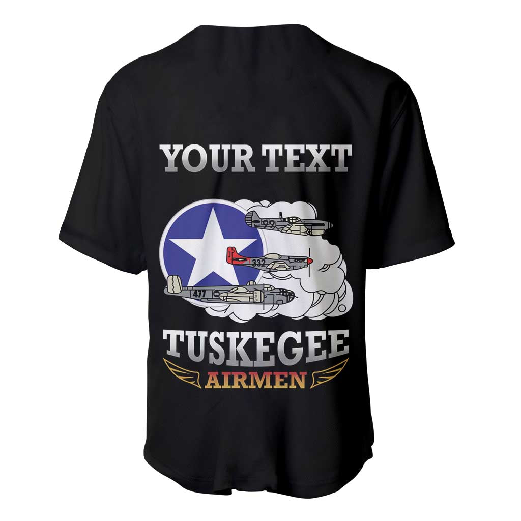 Personalized Red Tails Legacy Baseball Jersey WWII Legacy Tribute - Black Color - African Pride