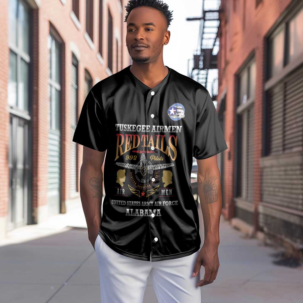 Personalized Red Tails Legacy Baseball Jersey WWII Legacy Tribute - Black Color - African Pride