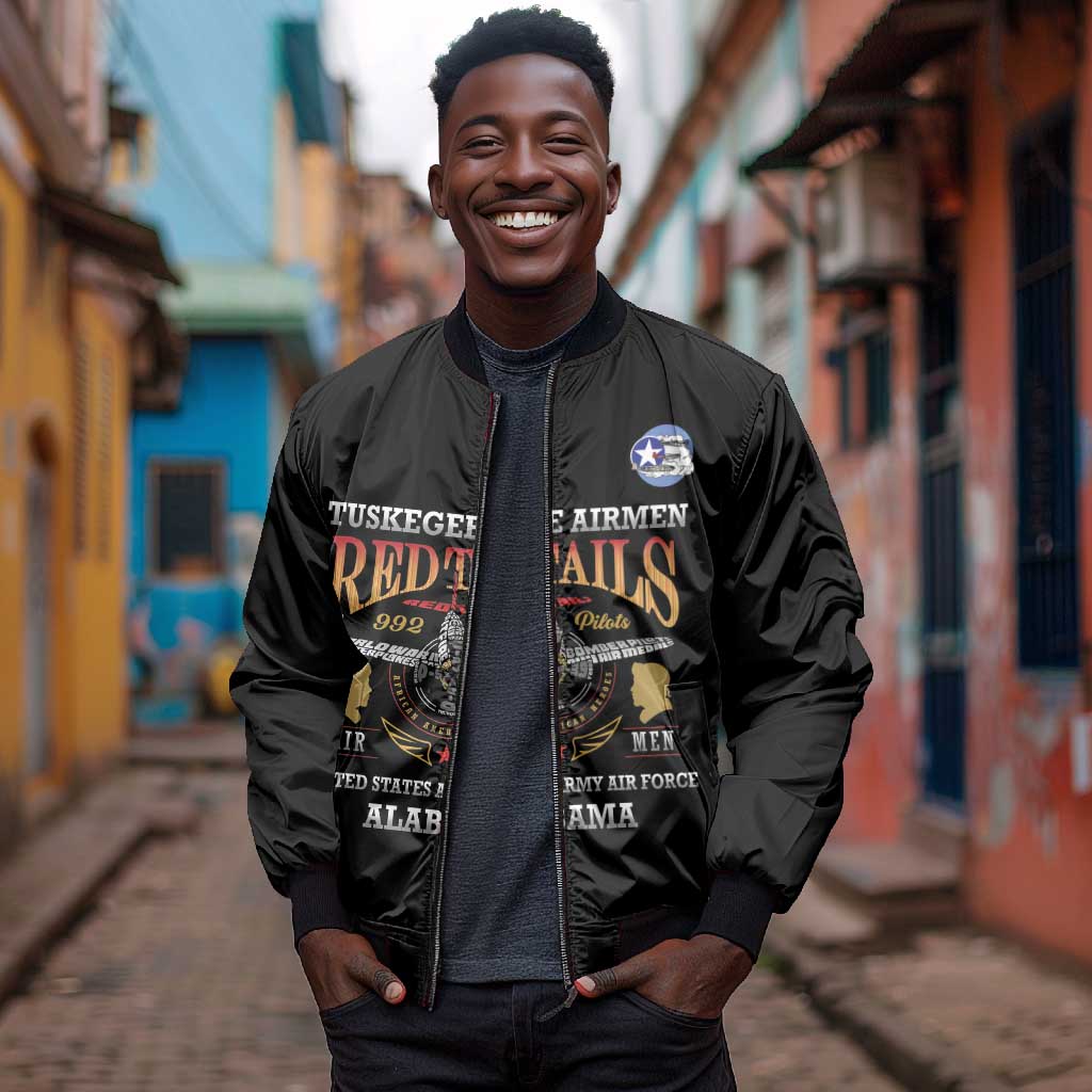 Personalized Red Tails Legacy Bomber Jacket WWII Legacy Tribute - Black Color - African Pride