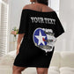 Personalized Red Tails Legacy Off Shoulder Short Dress WWII Legacy Tribute - Black Color - African Pride
