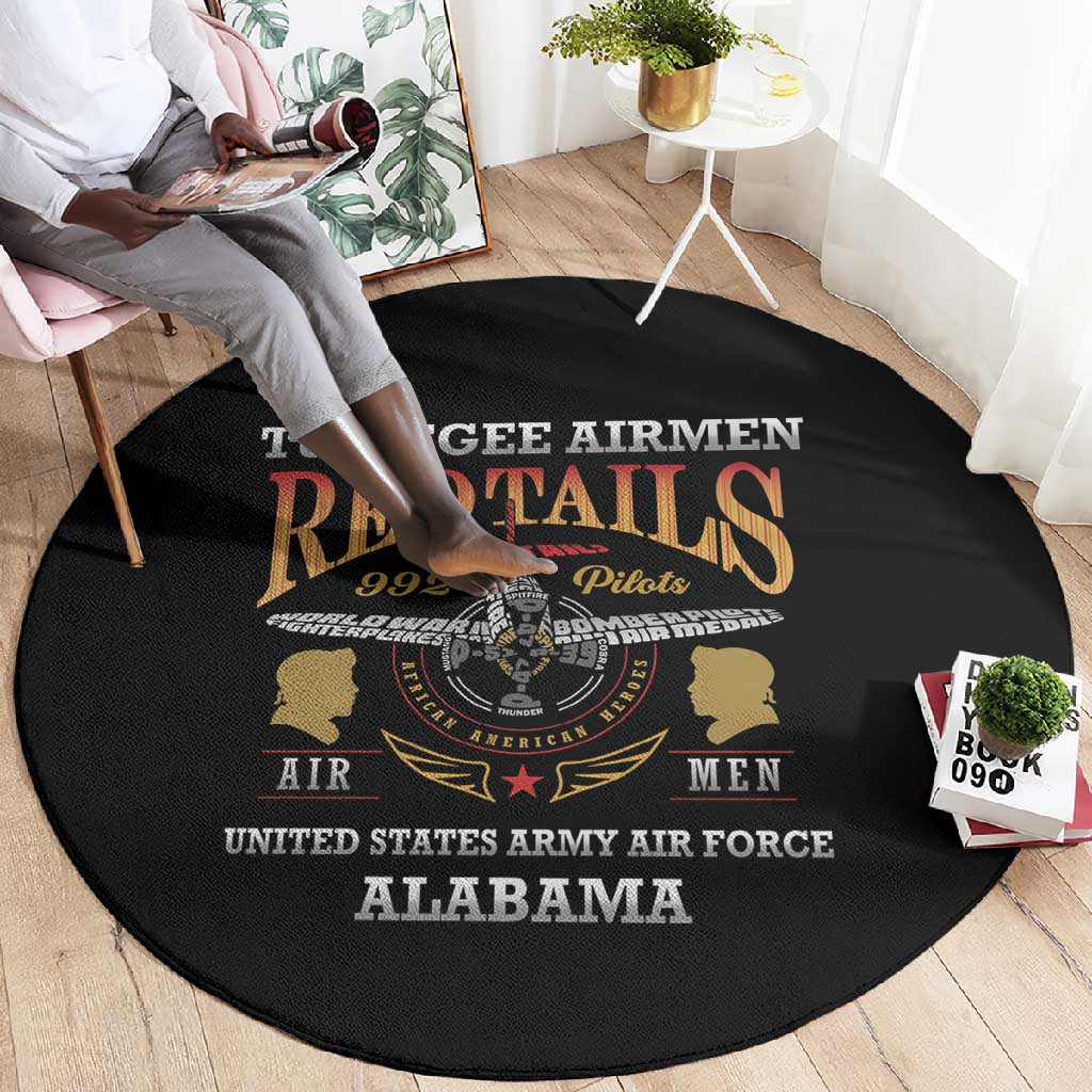 Red Tails Legacy Round Carpet WWII Legacy Tribute - Black Color - African Pride